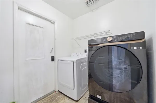 a close view of washer and dryer