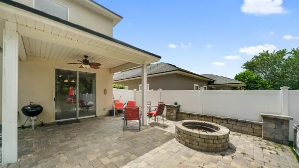 a view of a chairs and tables in patio of the house