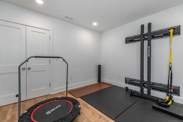 a room with gym equipment