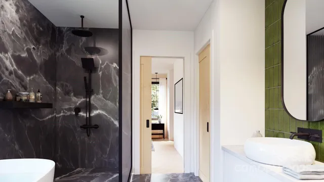 a bathroom with a toilet a sink and shower