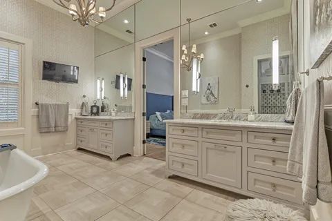 a view of an entryway with a painting on the wall