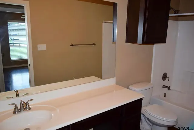 a bathroom with a toilet a sink and a mirror