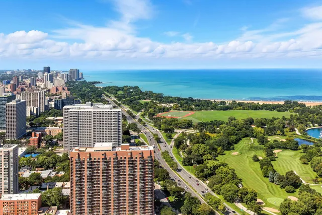 a view of a city with tall buildings