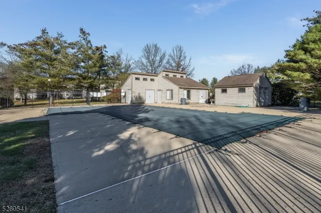 a view of a park with swings