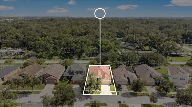 an aerial view of a house
