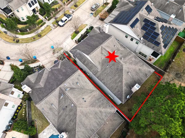 an aerial view of a house