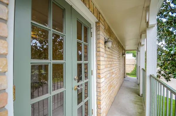 a view of a balcony from door