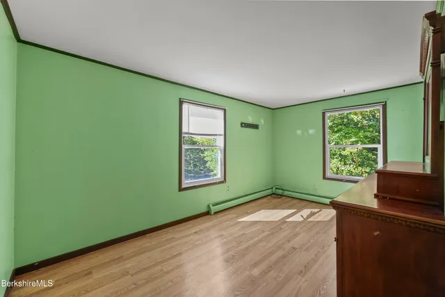 an empty room with windows