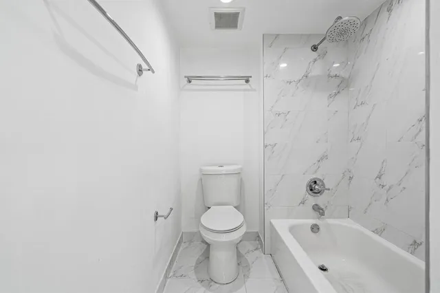 a bathroom with a toilet and a bathtub