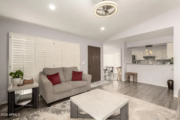 a living room with furniture