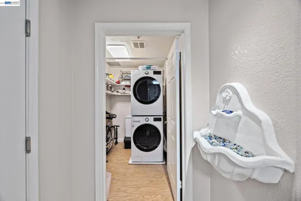 a room with a washer and dryer