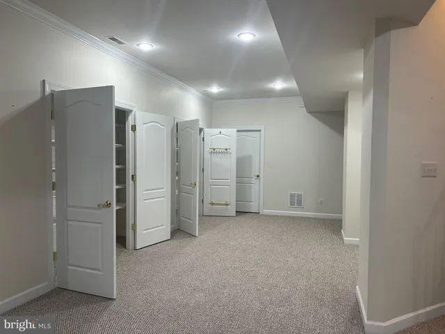 a view of walk in closet with empty racks