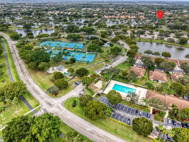 an aerial view of a house