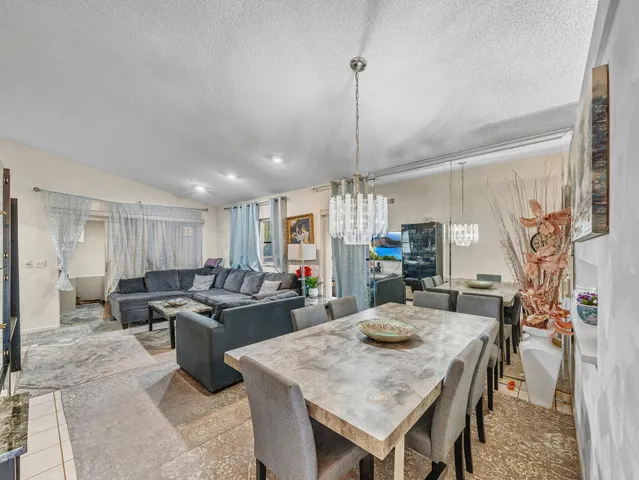 a view of a dining room and a table or chairs