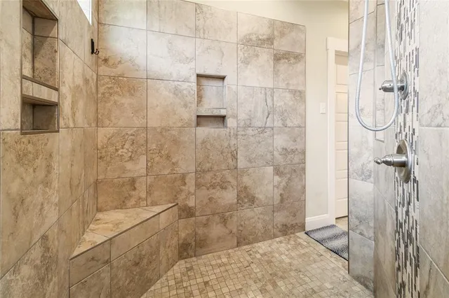 a bathroom with a shower