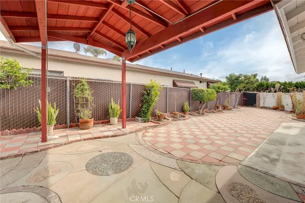 a building exterior with furniture