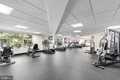 a view of a room with gym equipment