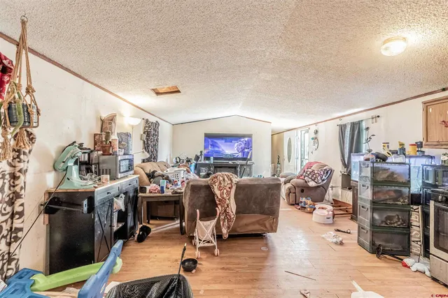 a view of a storage room with racks