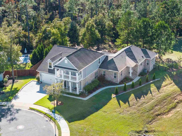 an aerial view of a house