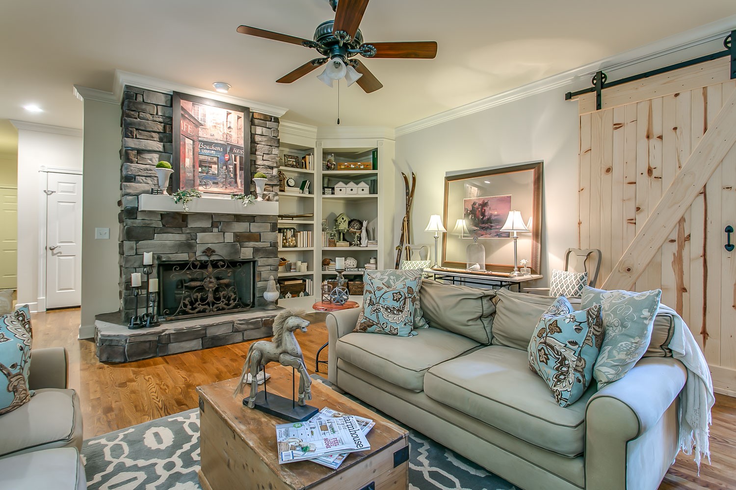 128 Deejay Drive Franklin, TN 37064 - Photo 18 of 50 a living room with fireplace furniture and a wooden floor