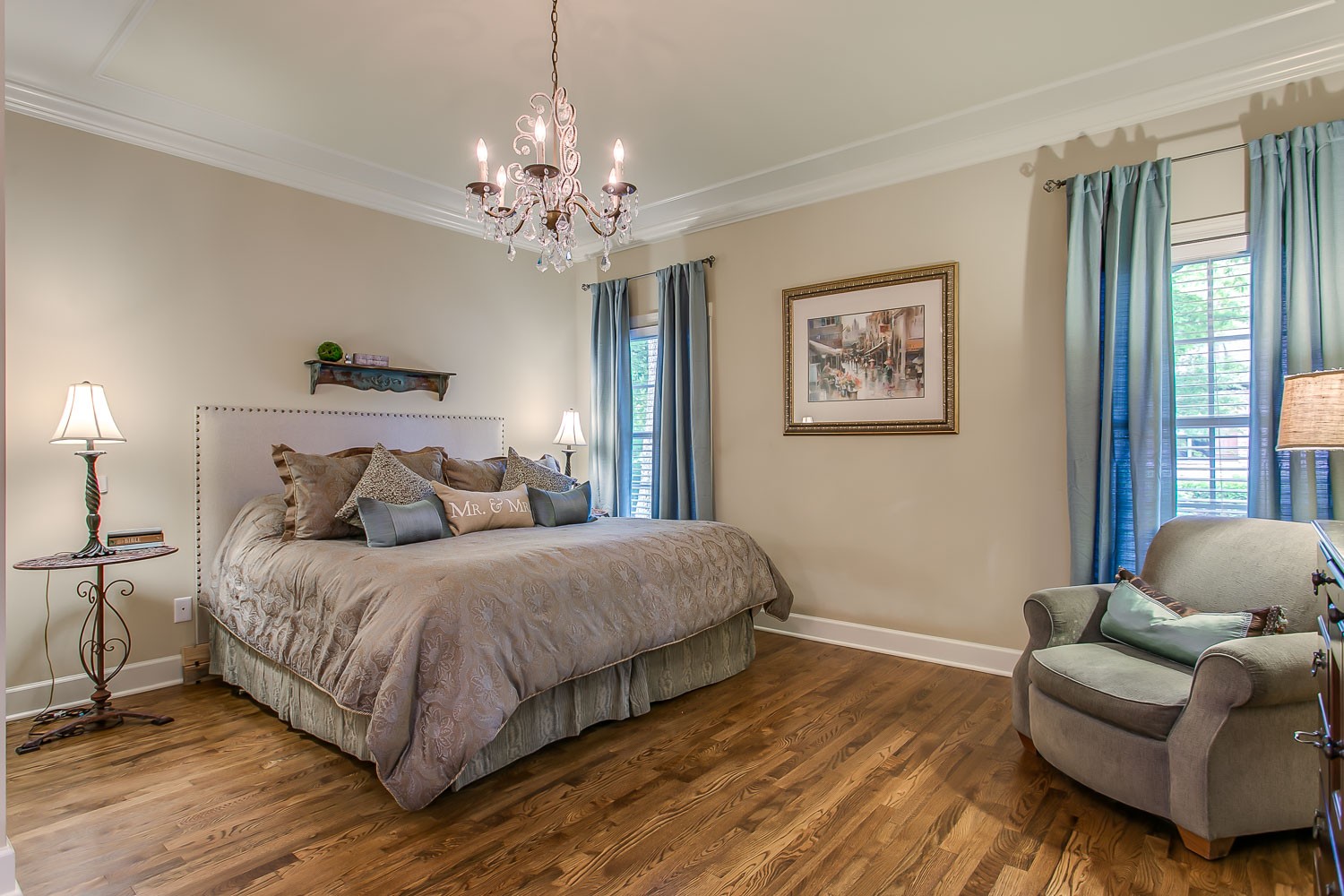 128 Deejay Drive Franklin, TN 37064 - Photo 39 of 50 a bedroom with a bed chandelier and a window