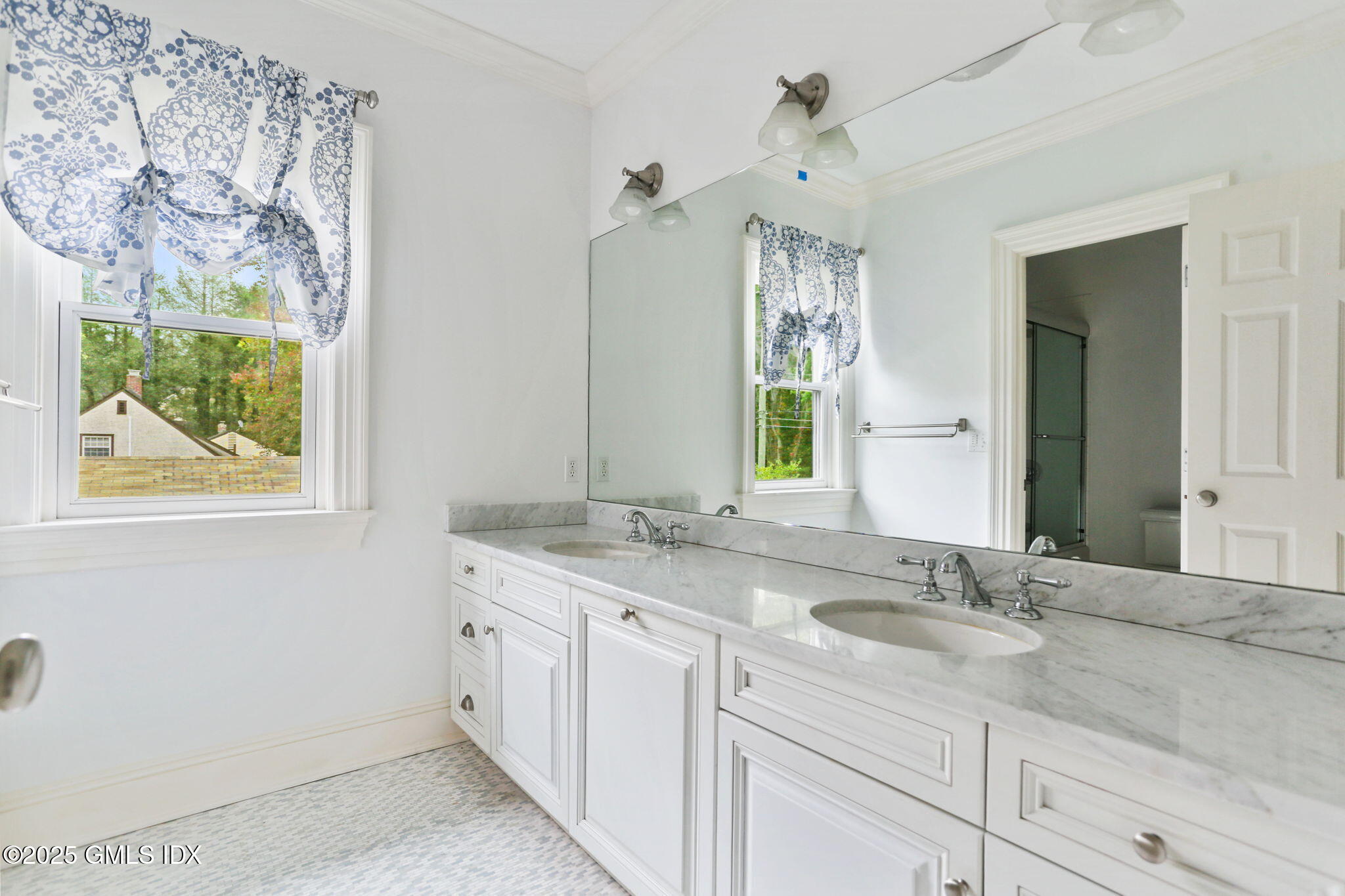 11 Harding Road Old Greenwich, CT 06870 - Photo 23 of 31 a bathroom with a granite countertop sink mirror and window