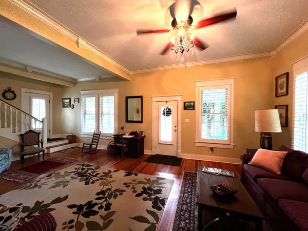 a living room with furniture