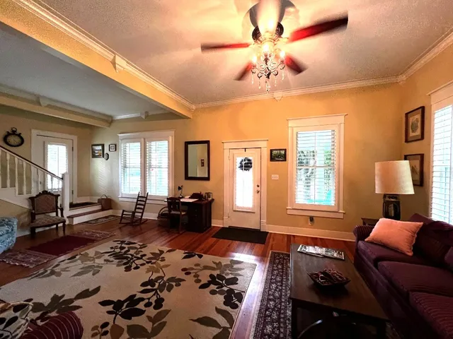 a living room with furniture