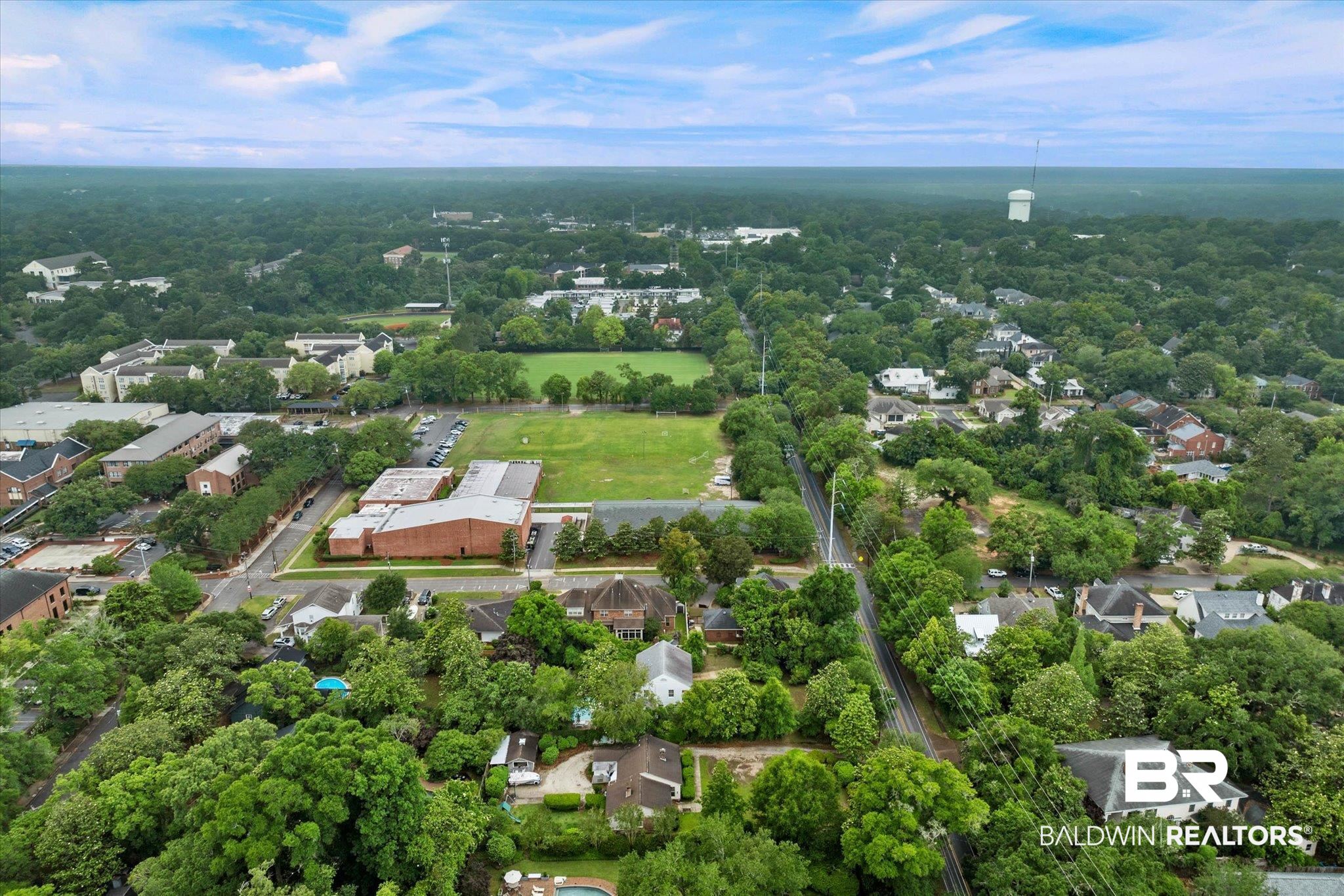 3863 Old Shell Road Mobile, AL 36608 - Photo 43 of 48 Aerial perspective showcasing a verdant neighborhood with mature trees