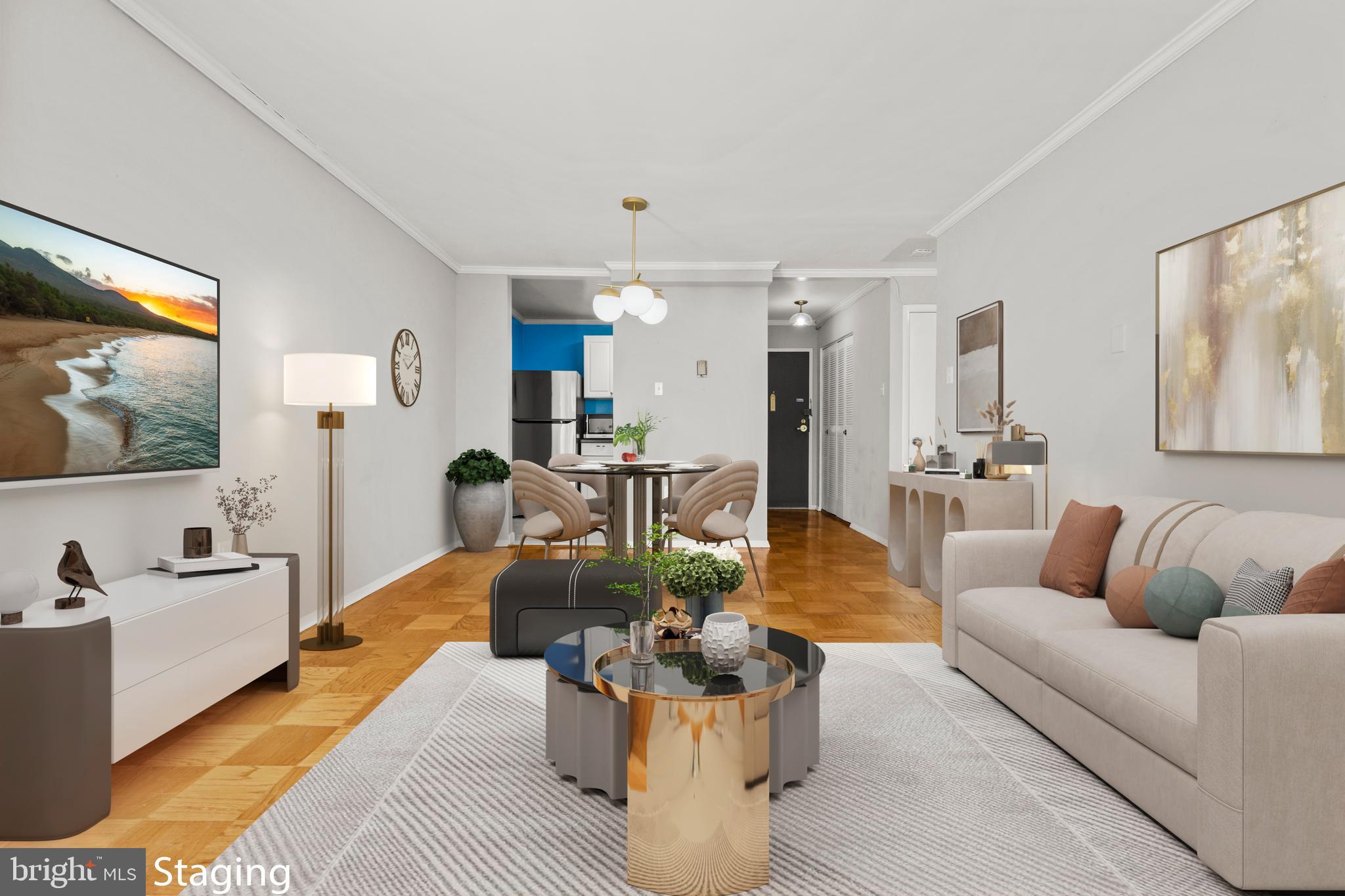 4555 MacArthur Boulevard Northwest, Unit 202 Washington, DC 20007 - Photo 4 of 27 a living room with furniture and a flat screen tv