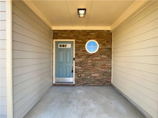 a view of a wooden door