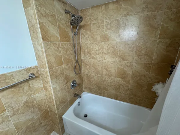 a bathroom with a bathtub