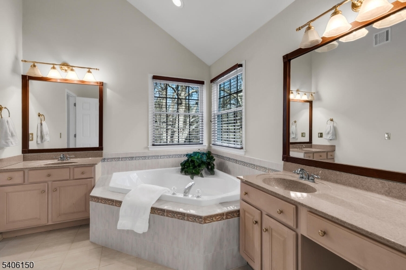 842 Madison Avenue Bridgewater, NJ 08807 - Photo 28 of 50 a bathroom with a granite countertop double vanity sink a mirror and a