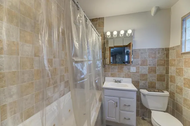 a bathroom with a toilet a sink and mirror