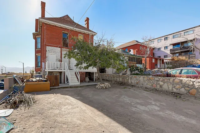 a city view with tall buildings