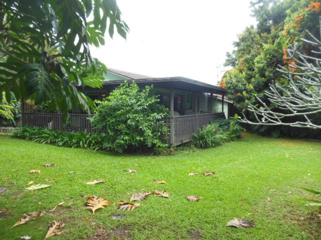 705 Haiku Road Haiku, HI 96708 - Photo 4 of 22 a view of a backyard with potted plants and large trees