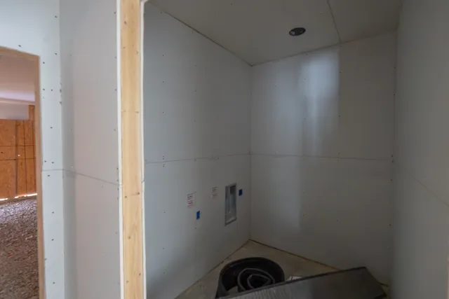 a bathroom with a bathtub