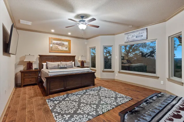 a living room with a couch and a rug