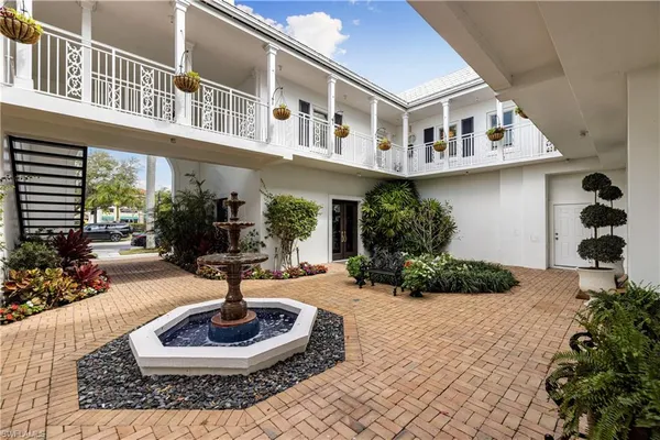 a building view with a outdoor space