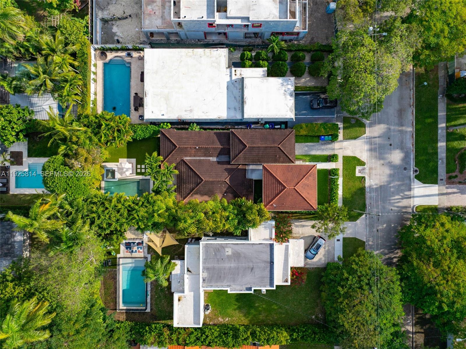 45 Southwest 19th Road Miami, FL 33129 - Photo 52 of 56 an aerial view of a house with a garden and plants
