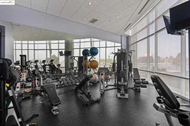 a view of a room with gym equipment