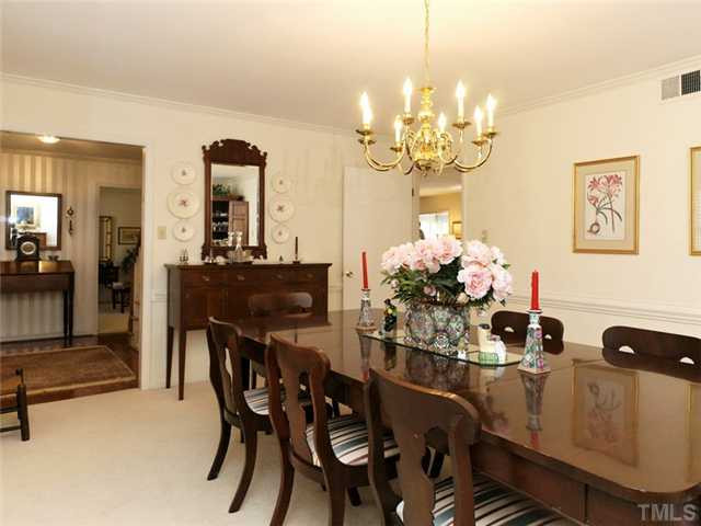 4413 Pitt Street Raleigh, NC 27609 - Photo 4 of 25 a view of a dining room with furniture and chandelier