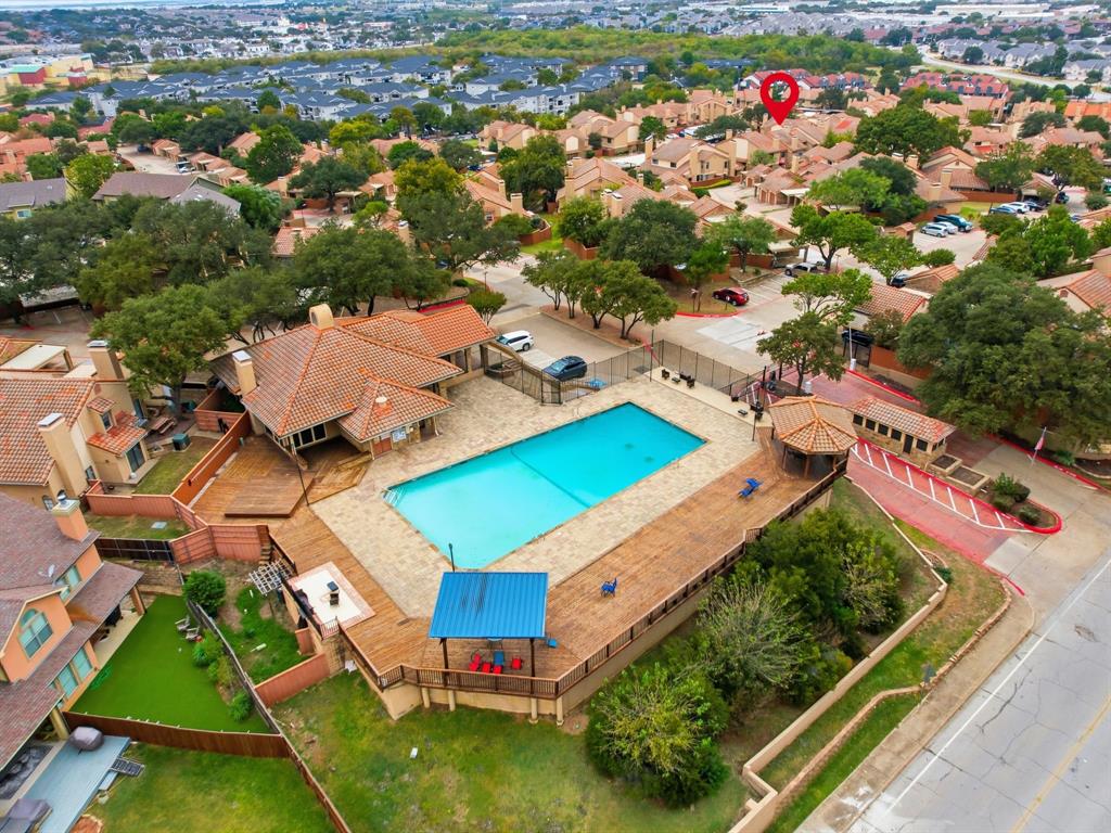 4250 Madera Road Irving, TX 75038 - Photo 29 of 31 an aerial view of a house with a garden and swimming pool