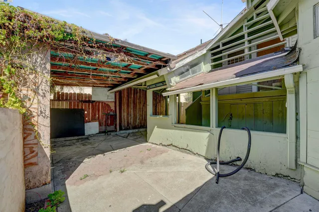 a view of cabinets and window