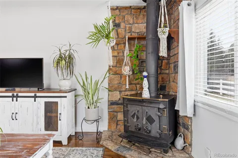 a living room with furniture a flat screen tv and a potted plant