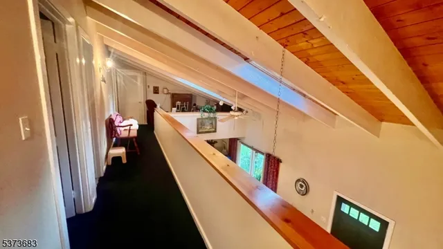 a hallway with furniture