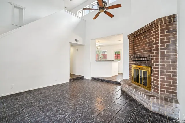 a view of a livingroom with a fireplace
