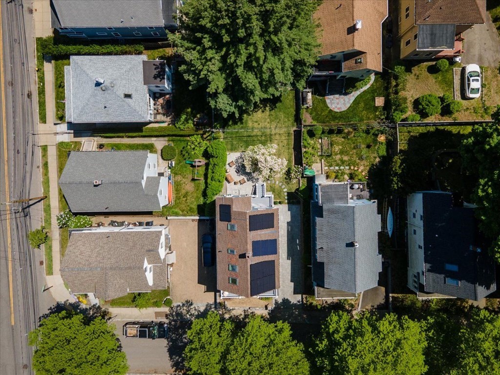 6 Malverna Road Boston, MA 02131 - Photo 27 of 29 an aerial view of a house with a swimming pool