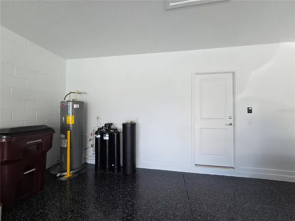 a view of a park with palm trees