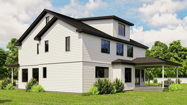 a front view of a house with a yard